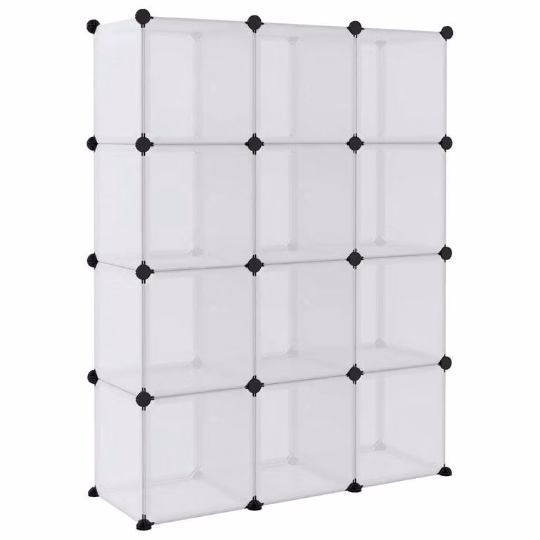 Contenitore a Cubo con 12 Cubi e Ante Trasparente PP