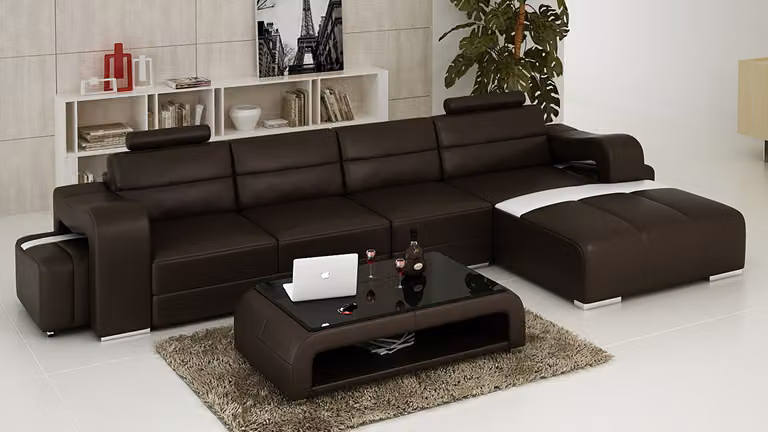 Ledersofa Couch Wohnlandschaft Ecksofa Eck Garnitur Design Modern Sofa F3008C