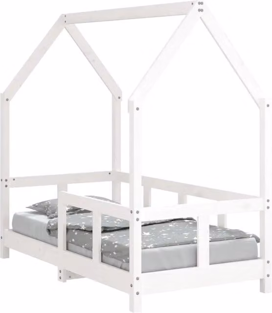 Giroletto per bambini in legno massello di pino bianco con struttura a casetta L/P/H: 70 x 140 x 75,5 cm