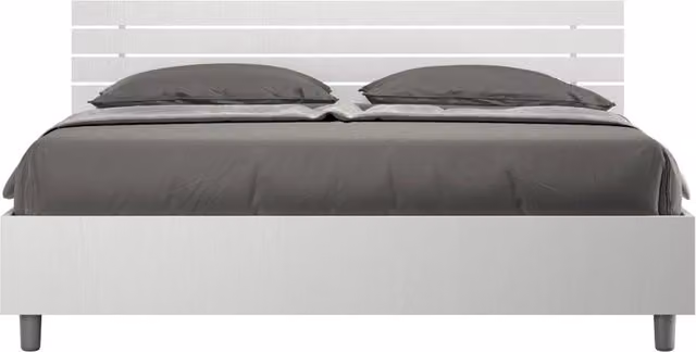 Letto Matrimoniale 160x200 cm Senza Rete Testata Doghe Dritta Ankel Bianco Frassino