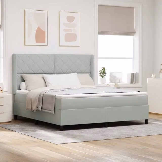 Letto a molle moderno vidaXL in velluto grigio con illuminazione sottostante L/P: 180 x 200 cm