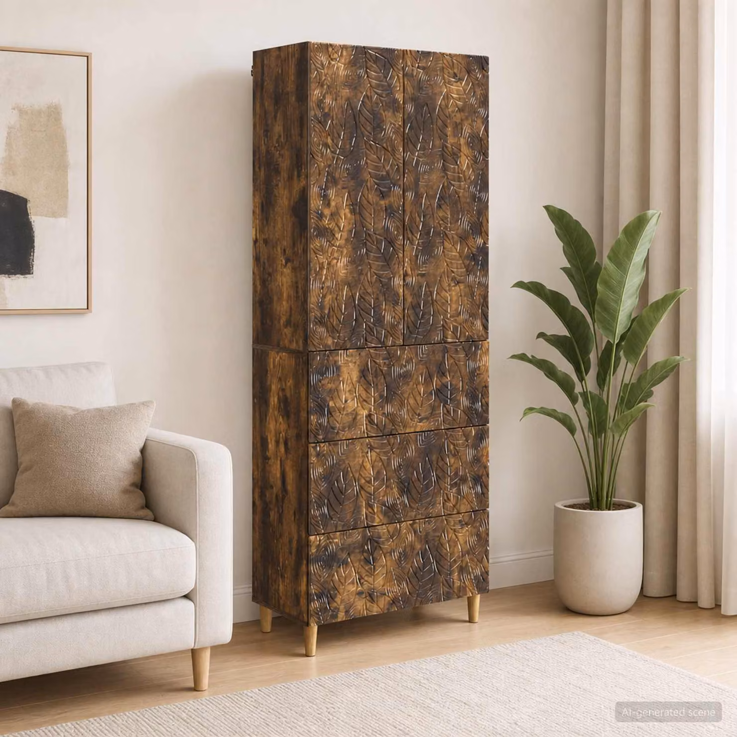 Set di 2 armadi moderni vidaXL in legno marrone con ante a battente, cassetti, ripiani interni e serratura, L/P/H: 66 x 34,5 x 90 cm