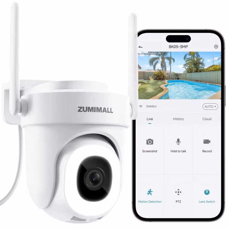 Telecamera di sorveglianza esterna da 3 megapixel con visione notturna a colori e rilevamento del movimento tramite sensore PIR