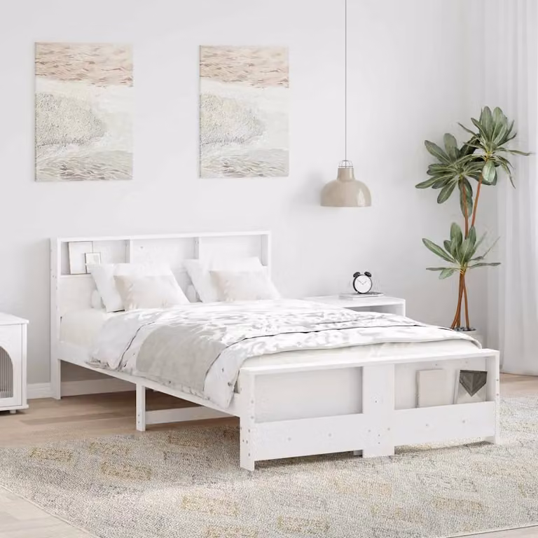 Struttura del letto vidaXL in legno di pino massiccio bianco L 120 x P 200 cm