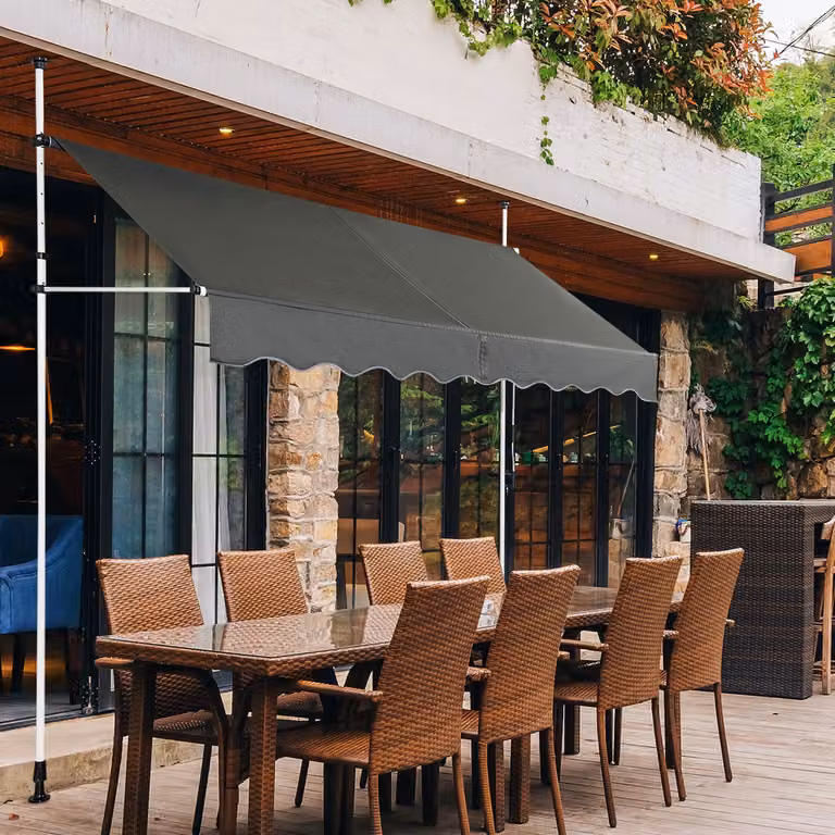 Tenda da sole retrattile e telescopica Costway impermeabile e resistente ai raggi UV in alluminio e poliestere, Grigio, L 250 x H 120 cm