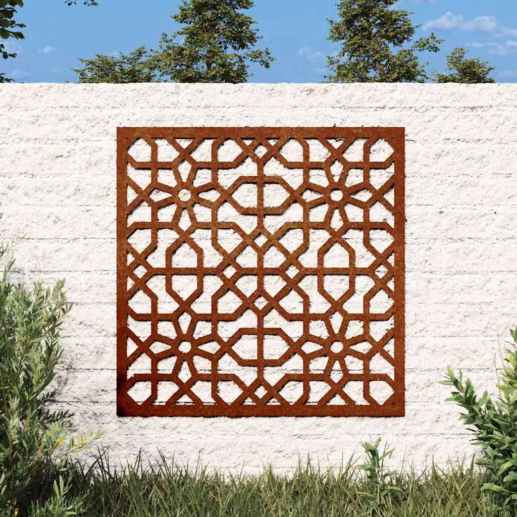 Decorazione Muro da Giardino vidaXL Moresco in Acciaio Corten Marrone L 55 cm x H 55 cm