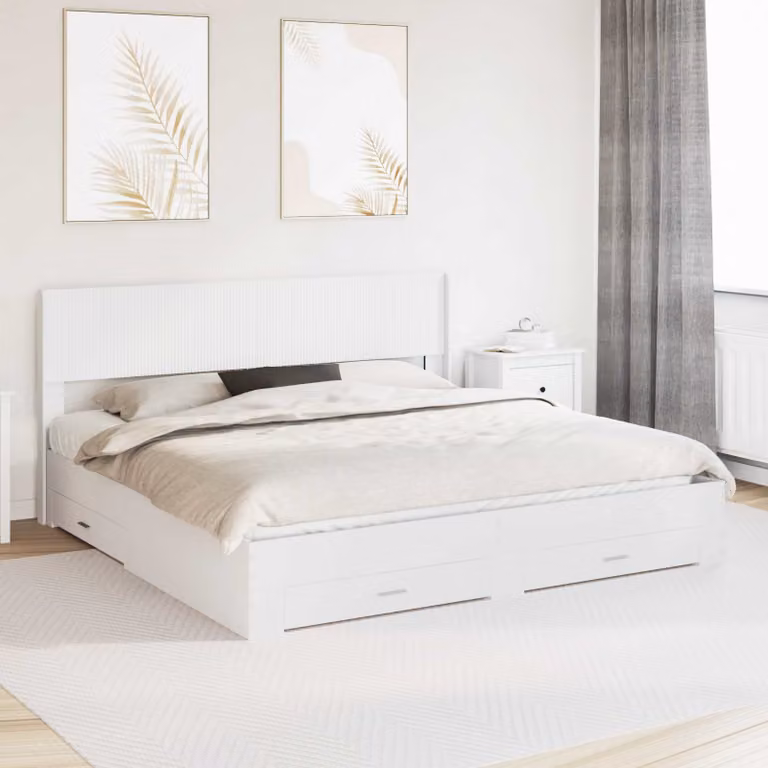 vidaXL Struttura del letto con stoccaggio e testata in legno bianco L/P/H: 180 x 200 x 100 cm