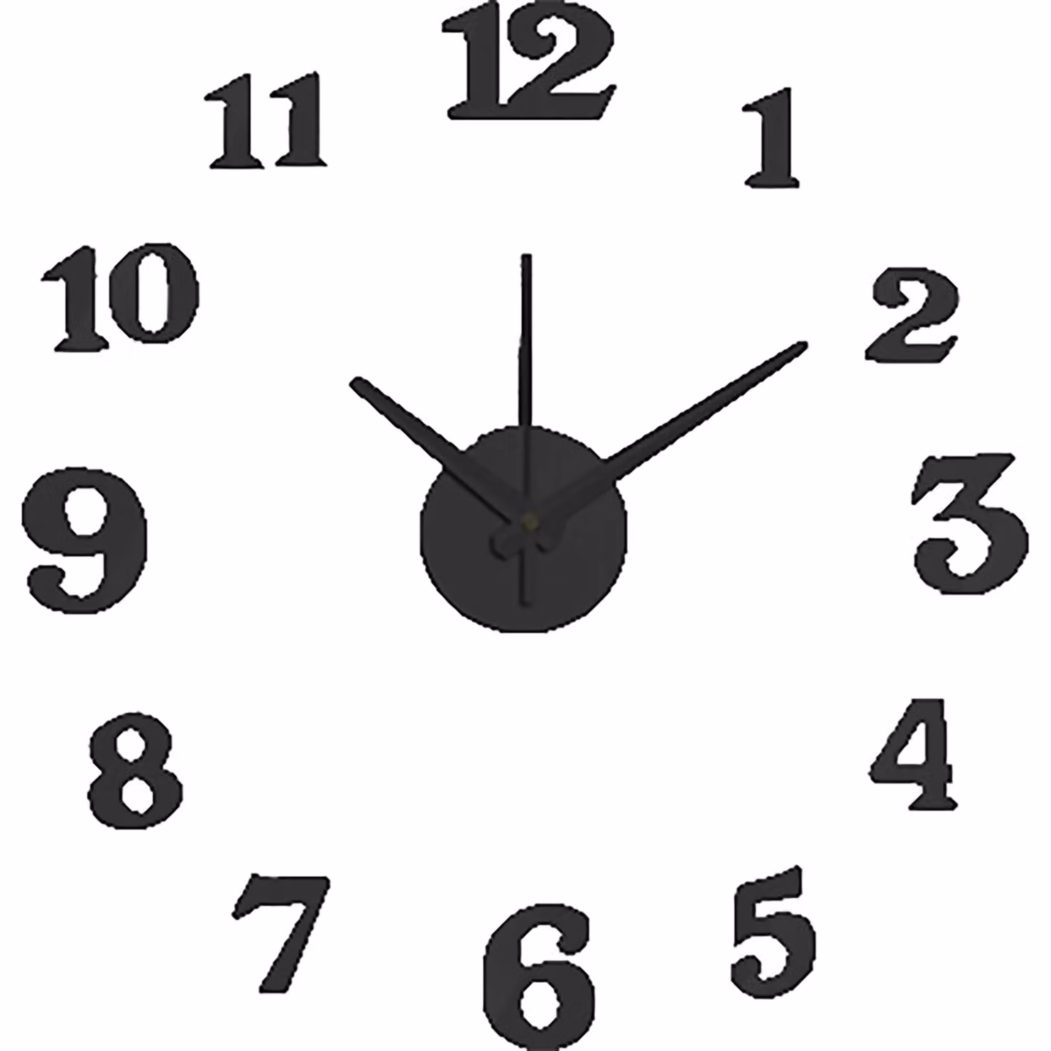 Orologio da parete analogico Dictrolux nero con design minimalista e adesivo, diametro: 50 cm