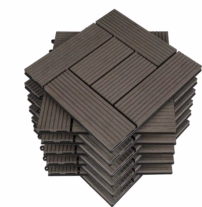 Piastrelle Rootz WPC a incastro - Pavimentazione per esterni - Piastrelle per terrazze - Resistenti e resistenti alle intemperie - Facili da posare - Eleganti e versatili - 30x30x2 cm per piastrella