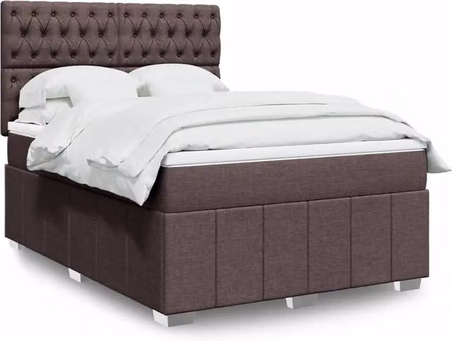 Letto Ibrido vidaXL con Giroletto a Molle e Materasso Marrone e Bianco L/P: 140 x 200 cm – 1