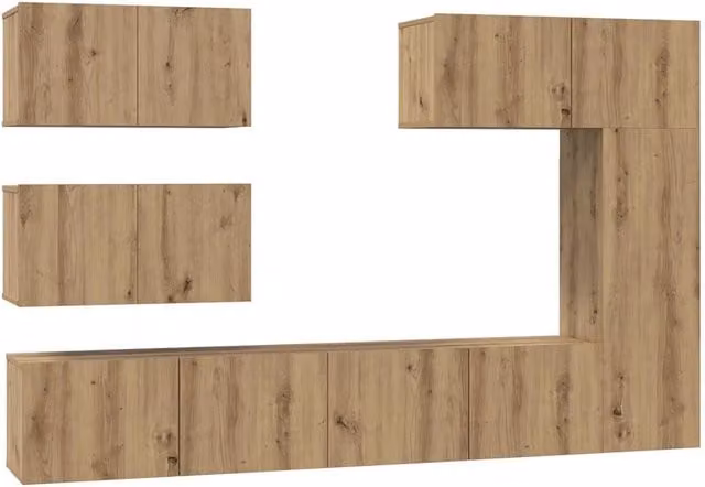 Set mobile TV 6 pz | Armadietto TV | Mobile Porta TV Rovere artigianale Legno multistrato