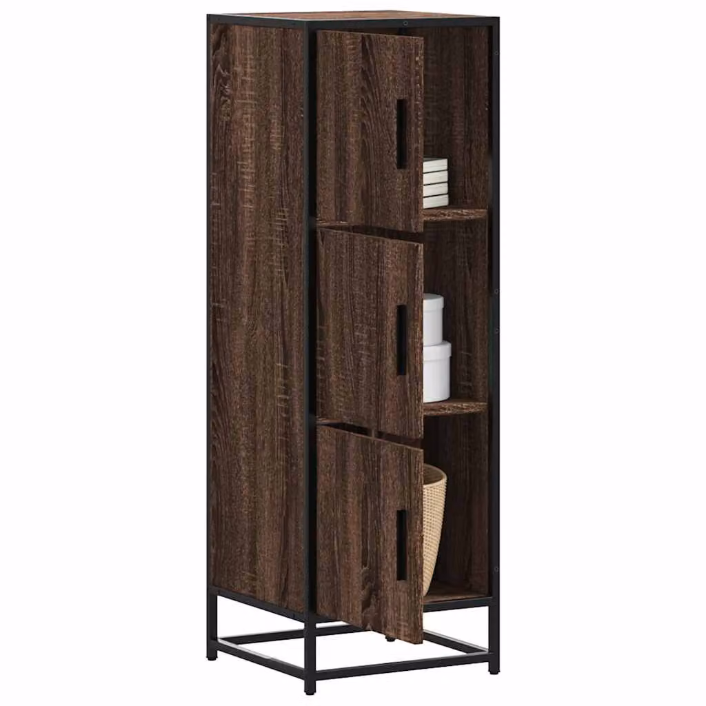 Credenza industriale vidaXL in legno rovere marrone e metallo con ante a battente e ripiani interni, sospesa a parete