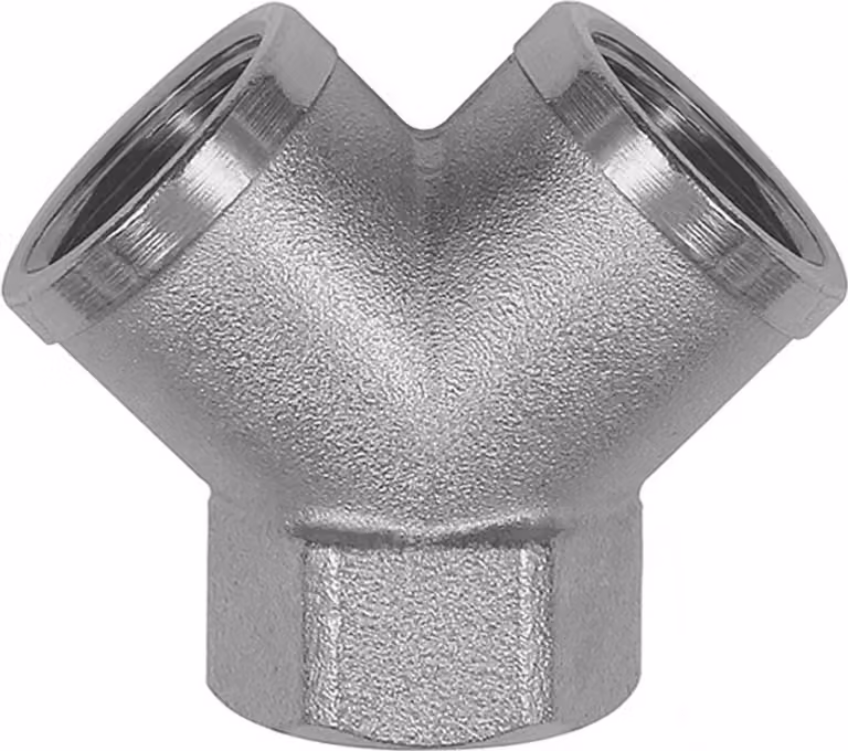 Distributore Riegler, a 2 vie, G 1/2 femmina, uscite 2 x G 1/2 femmina, ottone nichelato.