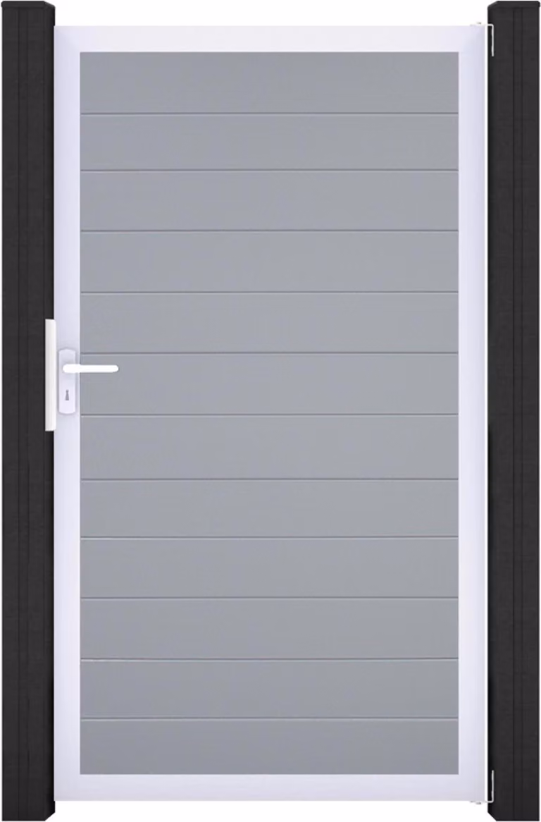 GroJa BasicLine Sistema a innesto in PVC stretto universale a un'anta con telaio in alluminio grigio argento