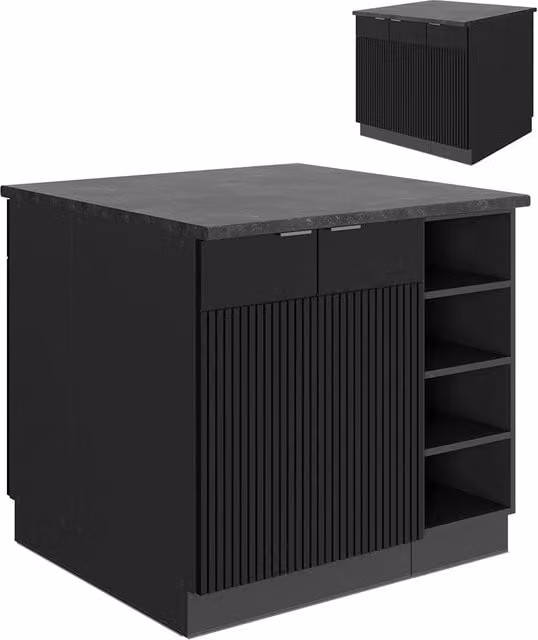 Isola cucina Vicco Fame-Line Nero rigato e Antracite, L: 90 cm
