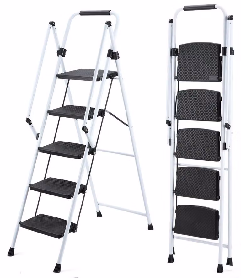 Scala multifunzione, design pieghevole, maniglia di sicurezza, scala a cinque gradini
