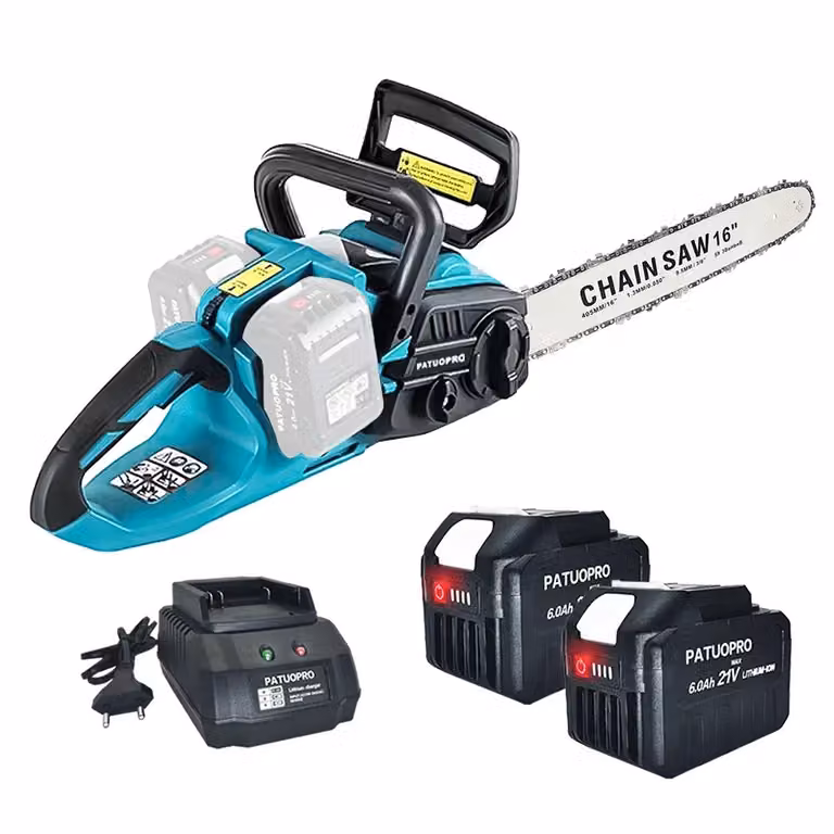 motosega elettrica a batteria da 16 pollici, potenza 42V, potenza 1600W, batteria da 2 pezzi 6,0 Ah, UE