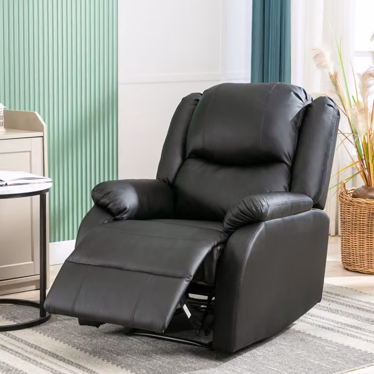Merax poltrona reclinabile poltrona massaggiante regolabile con funzione reclinabile in Pelle finta, poltrona TV Poltrona TV con funzione relax, nera