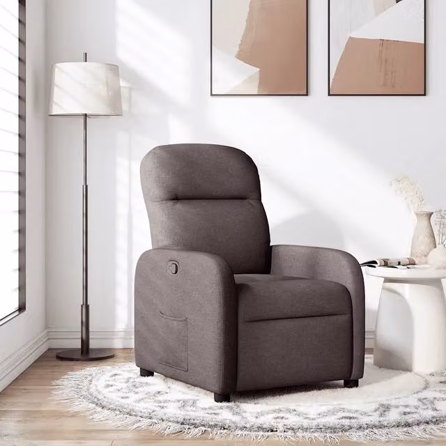 Poltrona Reclinabile Relax vidaXL in Tessuto Marrone con Braccioli e Regolazione Manuale
