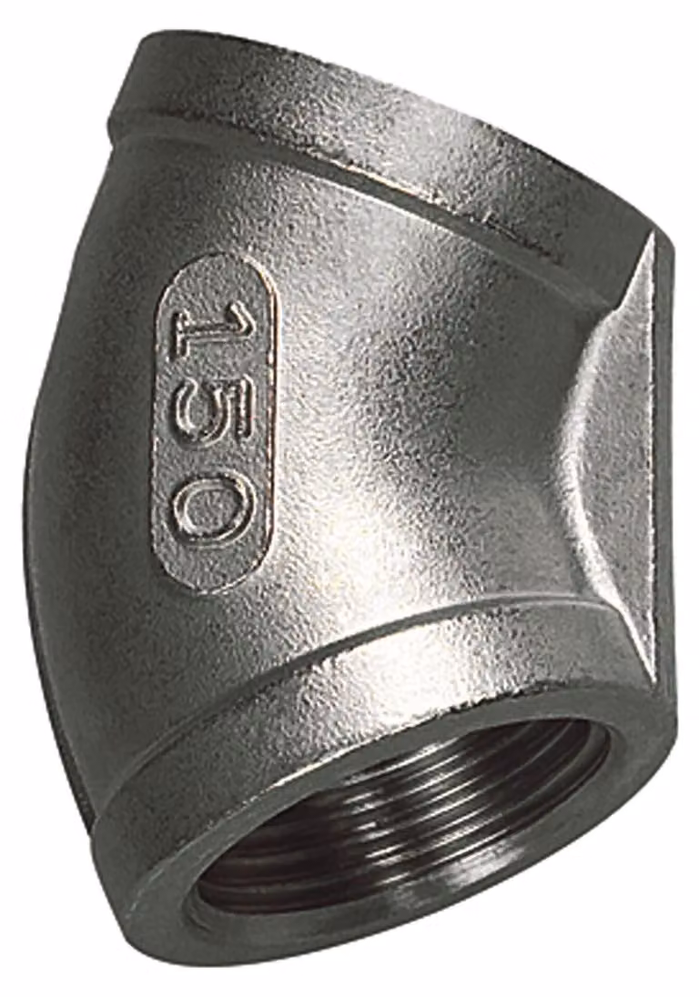 Gomito Riegler 45°, interno/interno, Rp 1, acciaio inox 1.4408