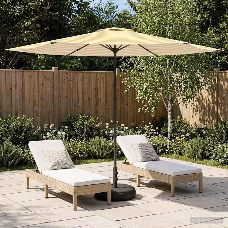 Maison Exclusive - Ombrellone da giardino con base, forma rettangolare, 3 x 3 metri, in poliestere