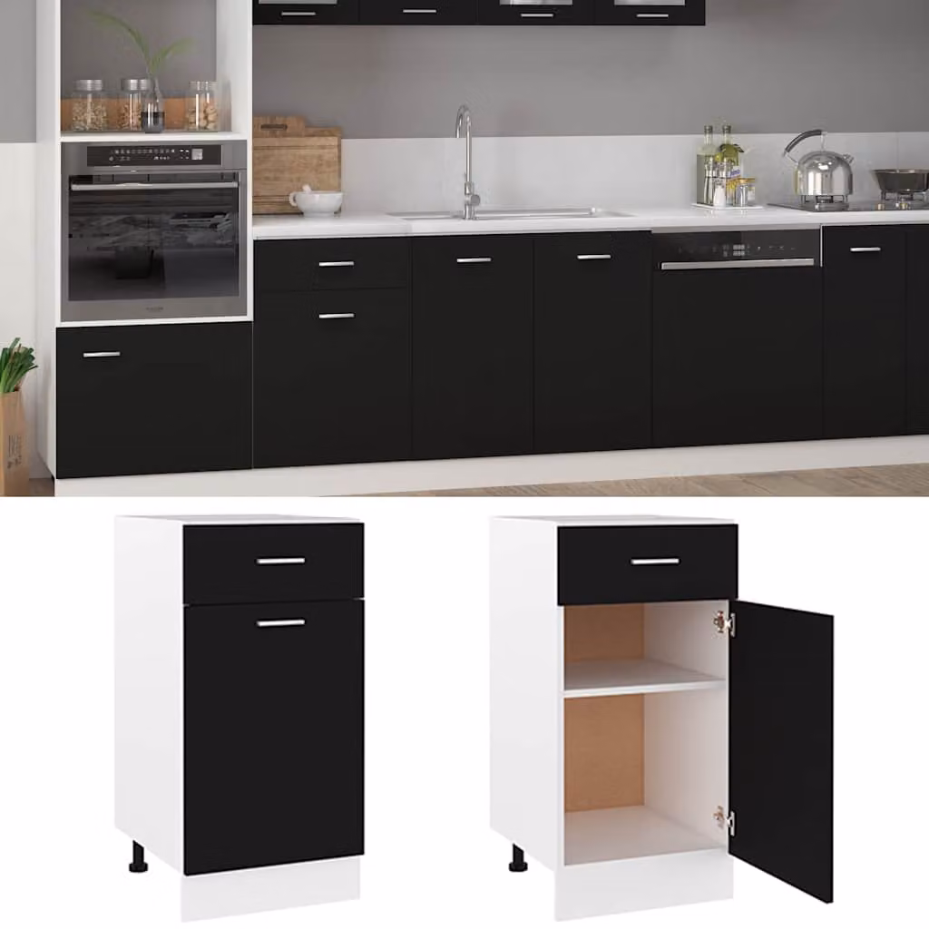 vidaXL Armadio Inferiore Cassetto “Lyon” Nero 40x46x81,5cm