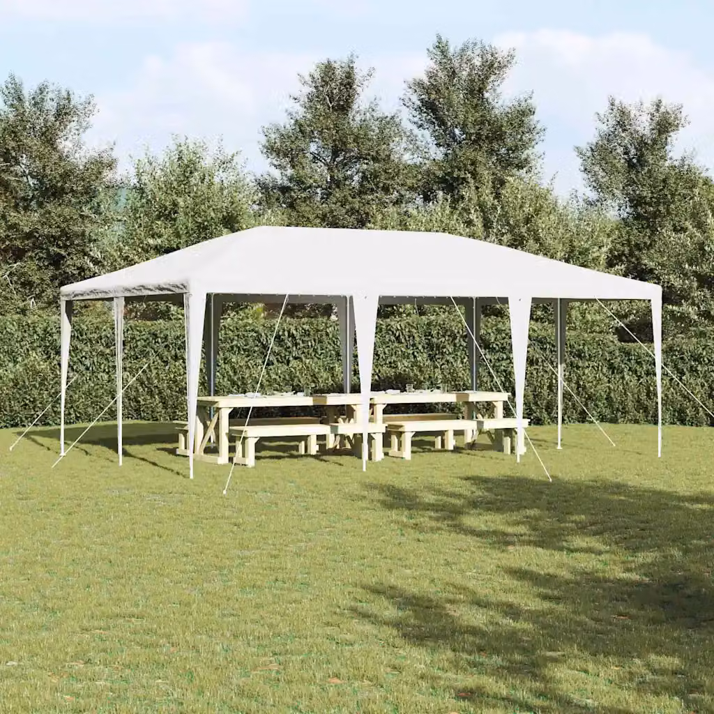 Tenda Party vidaXL Bianca in Polietilene e Acciaio L: 600 cm, P: 400 cm, H: 266 cm