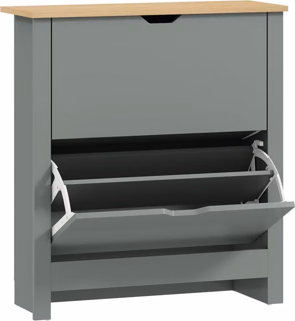 Scarpiera HOMCOM con 2 scomparti ribaltabili e divisori regolabili per 8-12 paia di scarpe, Grigio Chiaro, L 72 x P 26 x H 80 cm – 1