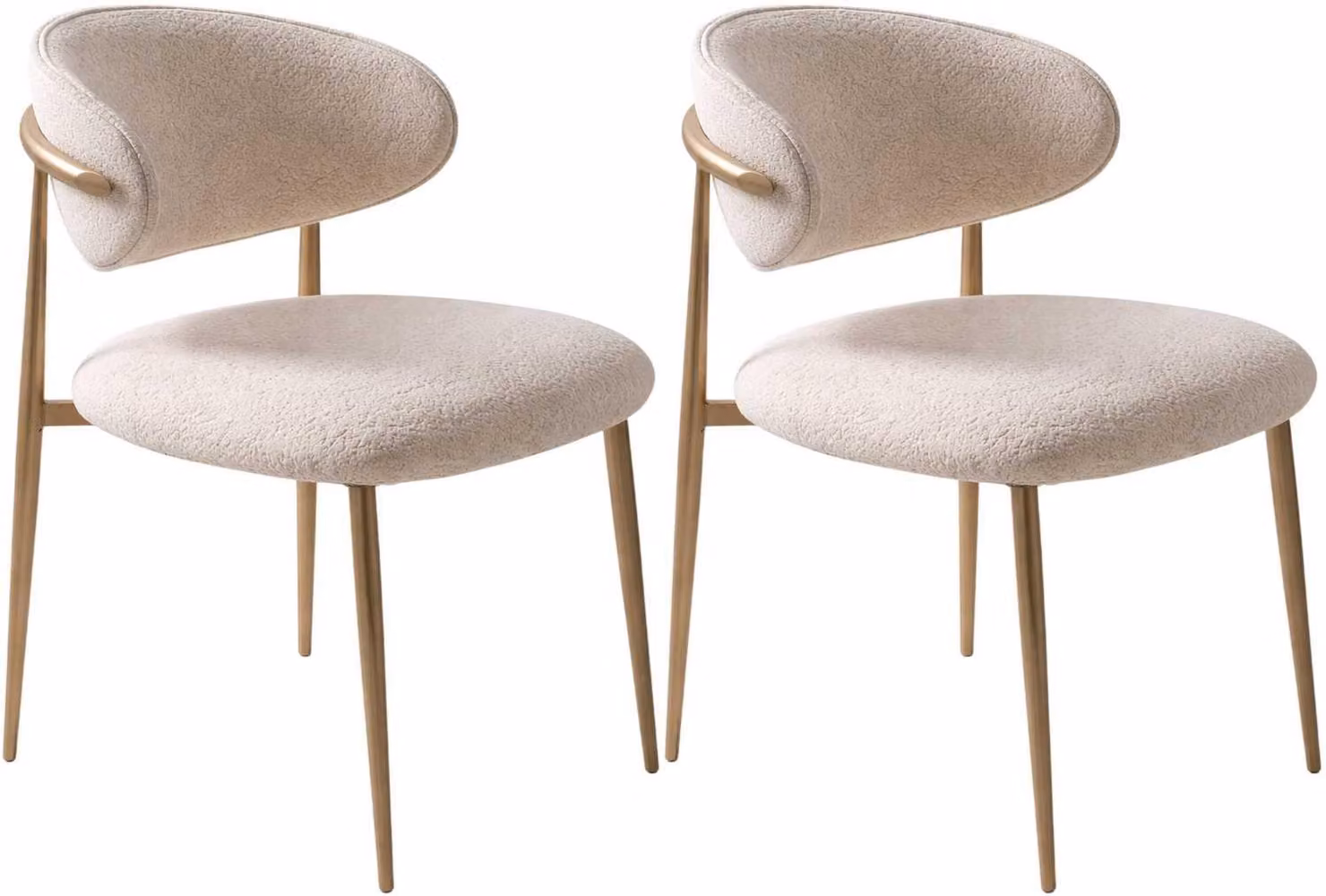 2 sedie in stile moderno, colore beige, per soggiorno accogliente, in tessuto e metallo, nuove