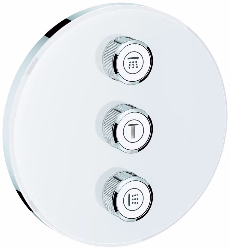 Grohe Grohtherm SmartControl Vanne 3 voies encastrée, rosace murale ronde, blanc lune, 29152LS0, 29152LS0