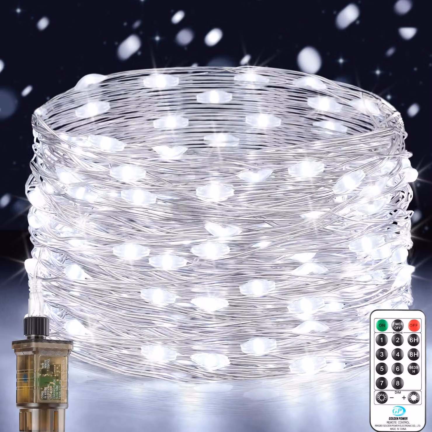 Catena luminosa interna Forepin con spina, 18 metri, 150 LED. Catena luminosa alimentata a corrente, 8 modalità, con telecomando e timer. Decorazione natalizia per interni ed esterni, per stanze, feste, matrimoni. Luce bianca fredda