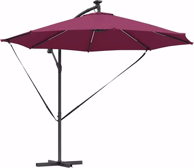 Ombrellone a cantilever moderno e inclinabile da giardino 294 x 294 x 248 cm in poliestere bordeaux 02_0058761