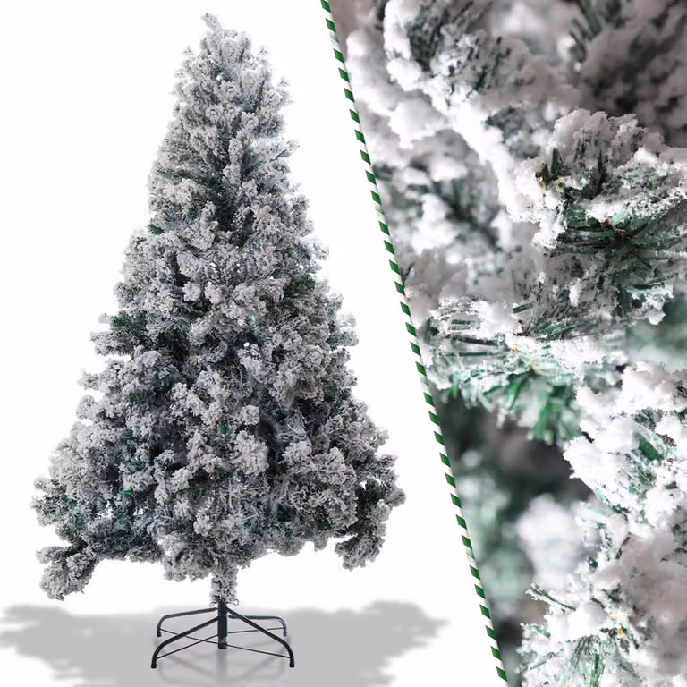Jopassy 120 cm albero di Natale artificiale con neve, 340 aghi in PVC e supporto in metallo, abete, albero di Natale, sistema pieghevole di montaggio rapido
