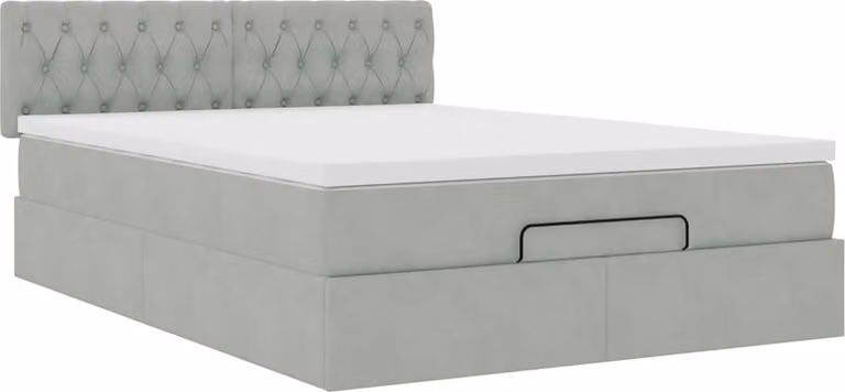 Struttura Letto Pouf con Materasso 140x190 cm Velluto