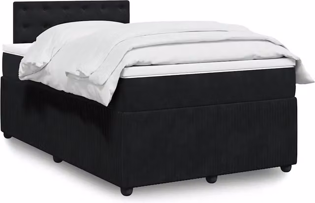 Letto Ibrido vidaXL con Giroletto a Molle e Materasso in Velluto Nero e Bianco L/P/H: 120 x 200 cm
