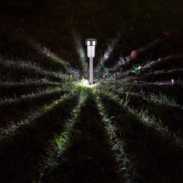 Set di 16 luci solari LED Monzana in acciaio inox e plastica bianca per giardino e terrazzo con sensore crepuscolare e luce bianca calda