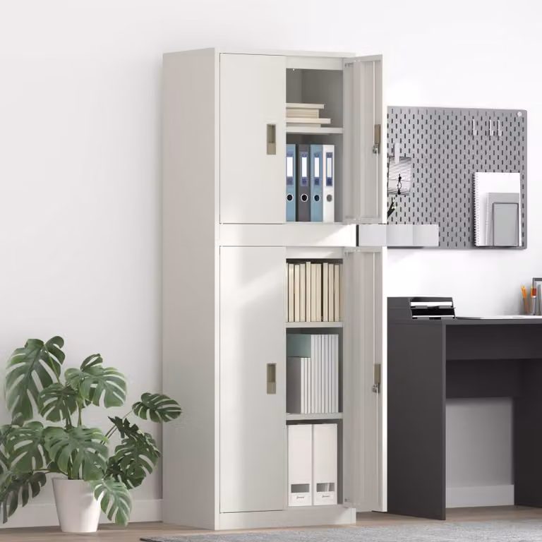 vidaXL Armadio 2 pz Bianco 60 x 40 x 175 cm Acciaio Bloccabile