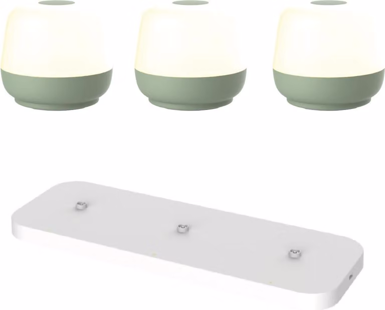 Luxus Europe - Lampada da tavolo Naxos, verde antico - Lampade da tavolo da esterno senza fili - Set da 3 - Ricaricabili