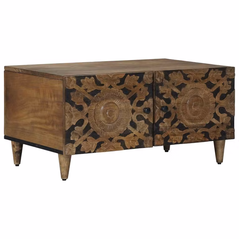 vidaXL Tavolino da salotto in legno di mango marrone stile rustico L: 80 cm, P: 50 cm, H: 40 cm