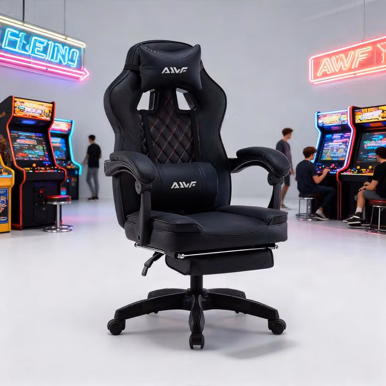 Sedia da gaming - Sedia ergonomica da ufficio - Imbottitura in memory foam e rivestimento nero