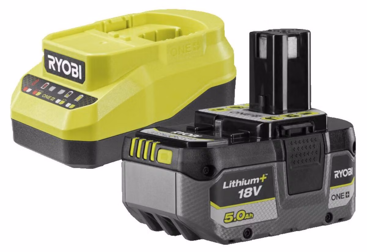 Pacchetto energetico RYOBI RC18120A-150: caricabatterie da 18 V 2 A + batteria al litio da 5 Ah ONE+™