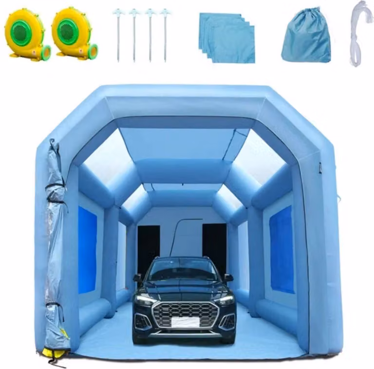 Happyment Cabina di verniciatura gonfiabile - Cabina di verniciatura - Sistema di filtraggio dell'aria incluso