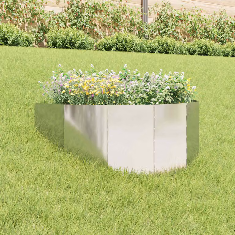 Bordura per prato vidaXL in acciaio color argento 100 x 45 cm