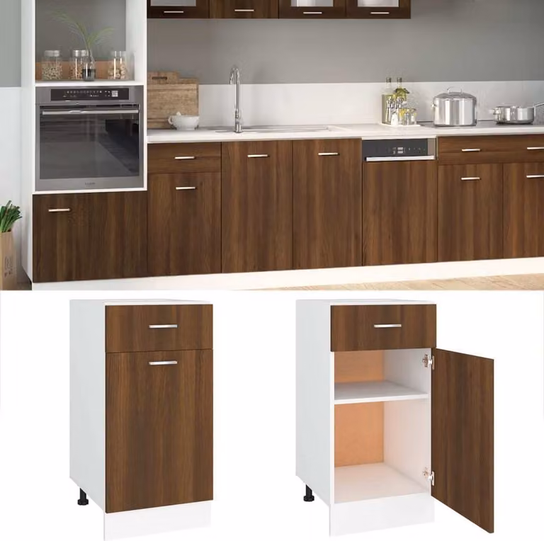 The Living Store Base con cassetto effetto rovere Brown 40x46x81,5 cm