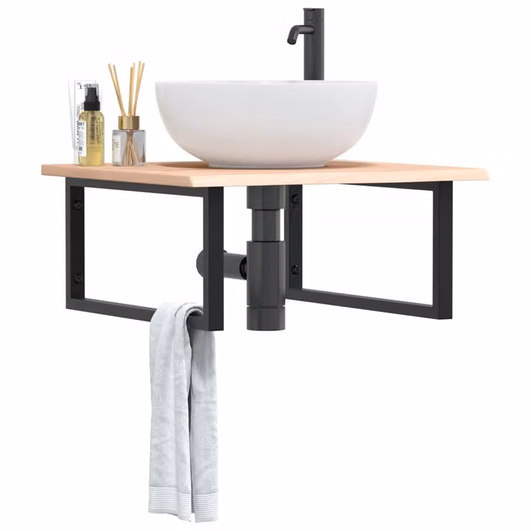 vidaXL Ripiano a Parete per Lavabo in Rovere e Metallo Nero e Marrone
