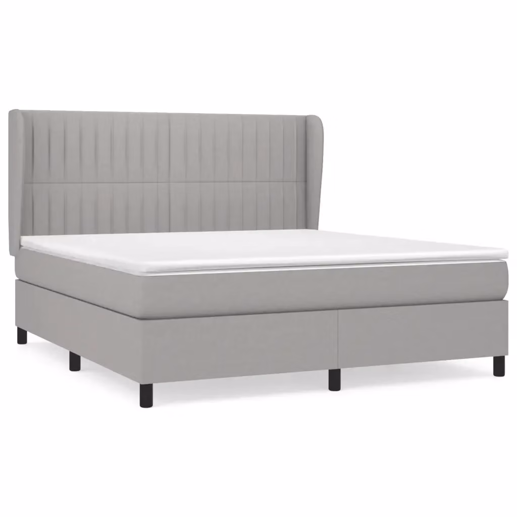 Giroletto a molle con materasso vidaXL in tessuto grigio chiaro e bianco, L/P/H: 180 x 200 x 128 cm – 2
