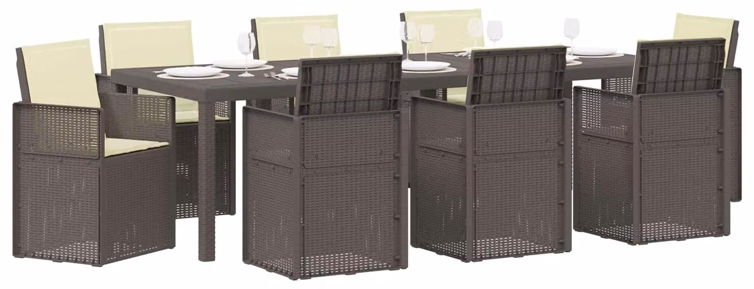 Set da Pranzo per Giardino 9 pcs Grigio chiaro e panna PP