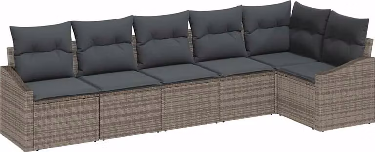 Set di divani con cuscino 6 pcs Grigio polyrattan