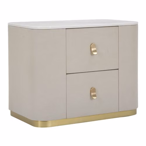 Elegante Comodino BEAUTY in tessuto bianco a 2 cassetti