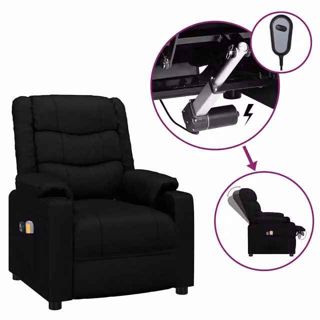 Poltrona Massaggiante | Sedia Relax Elettrica Nera in Similpelle